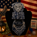Midnight Blue Luxe Statement Tie – Crystal Panther Elegance Edition