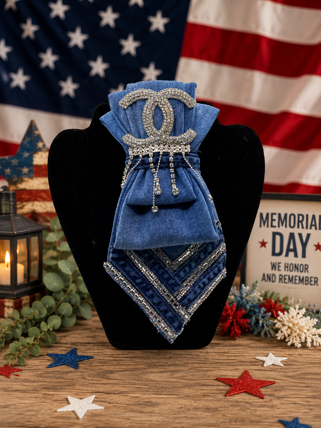 Crystal Denim Elegance Tie