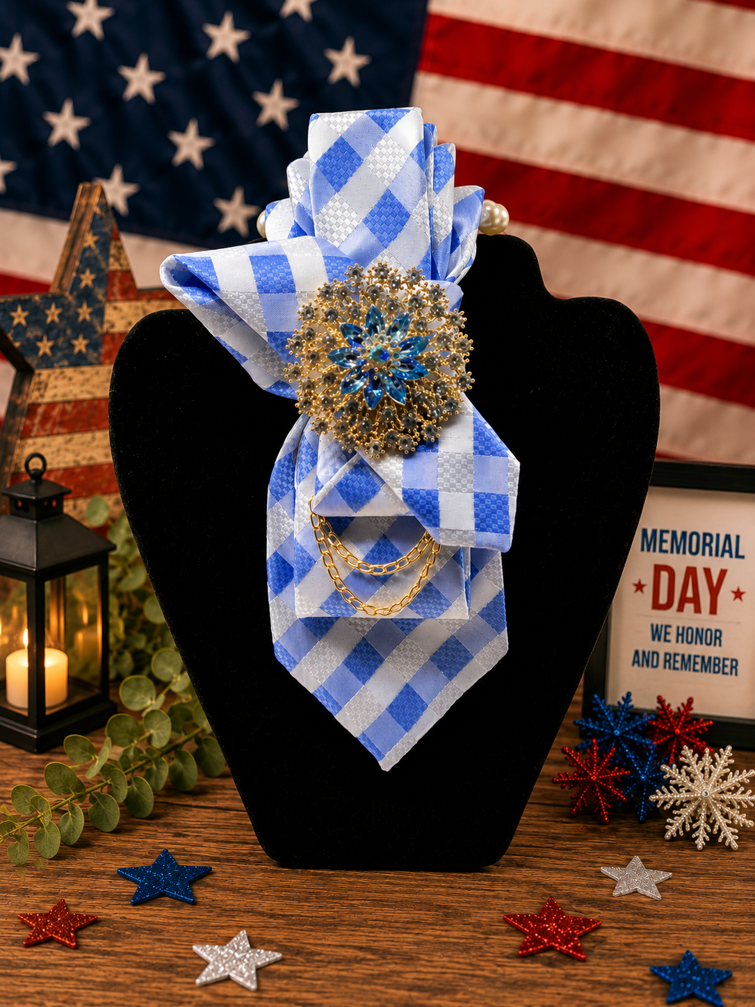 Sky Blue Elegance Statement Tie – Patriotic Luxe Edition