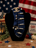 Denim Navy Pearl Statement Tie