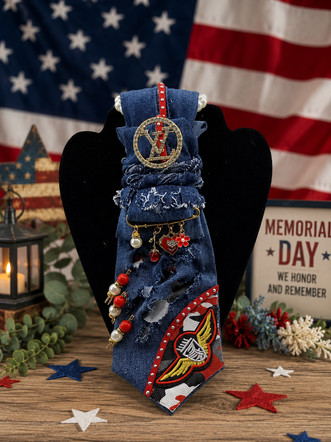 Distressed Denim Memorial Tie