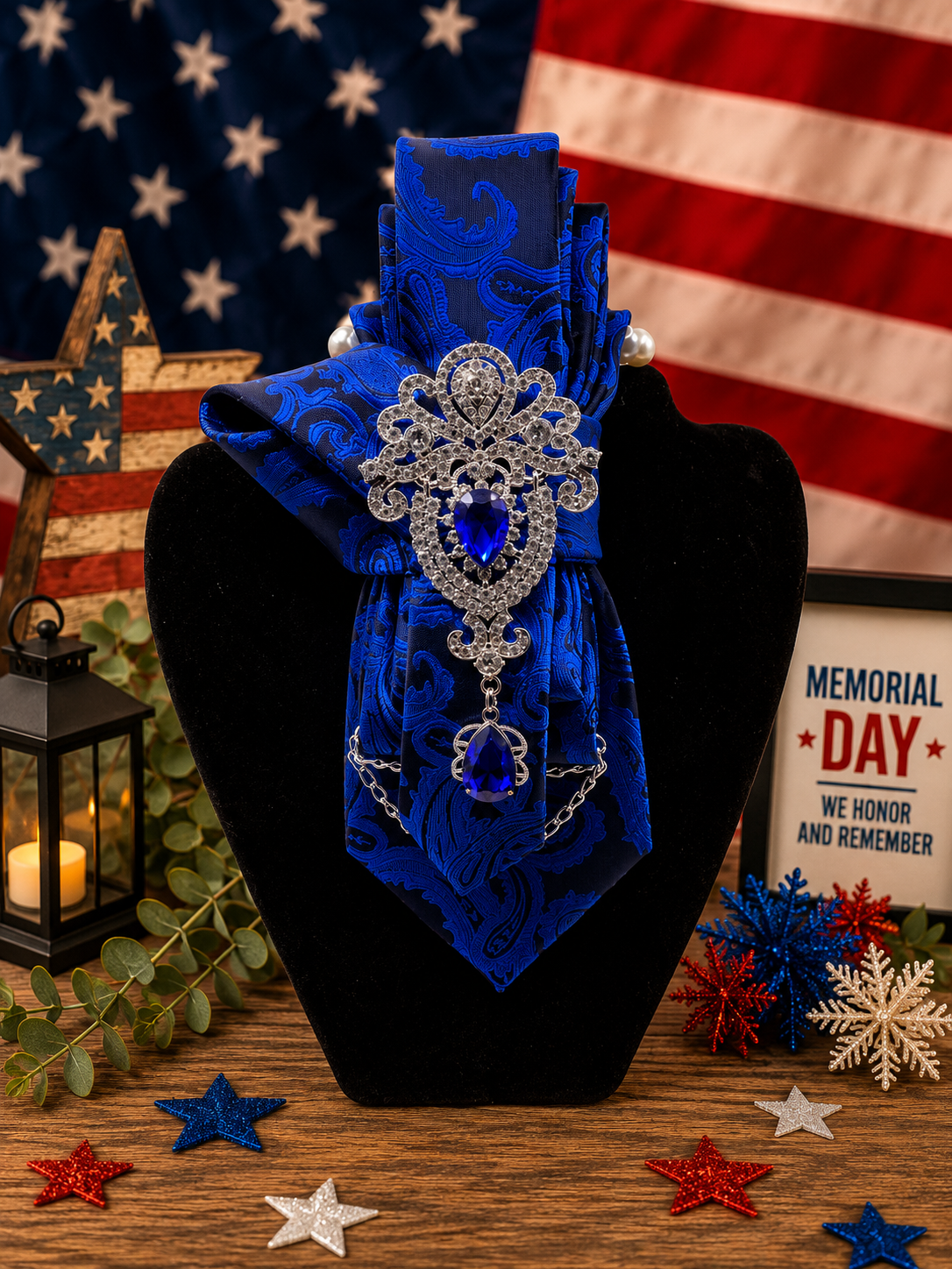 Elegant Sapphire Drop Statement Tie