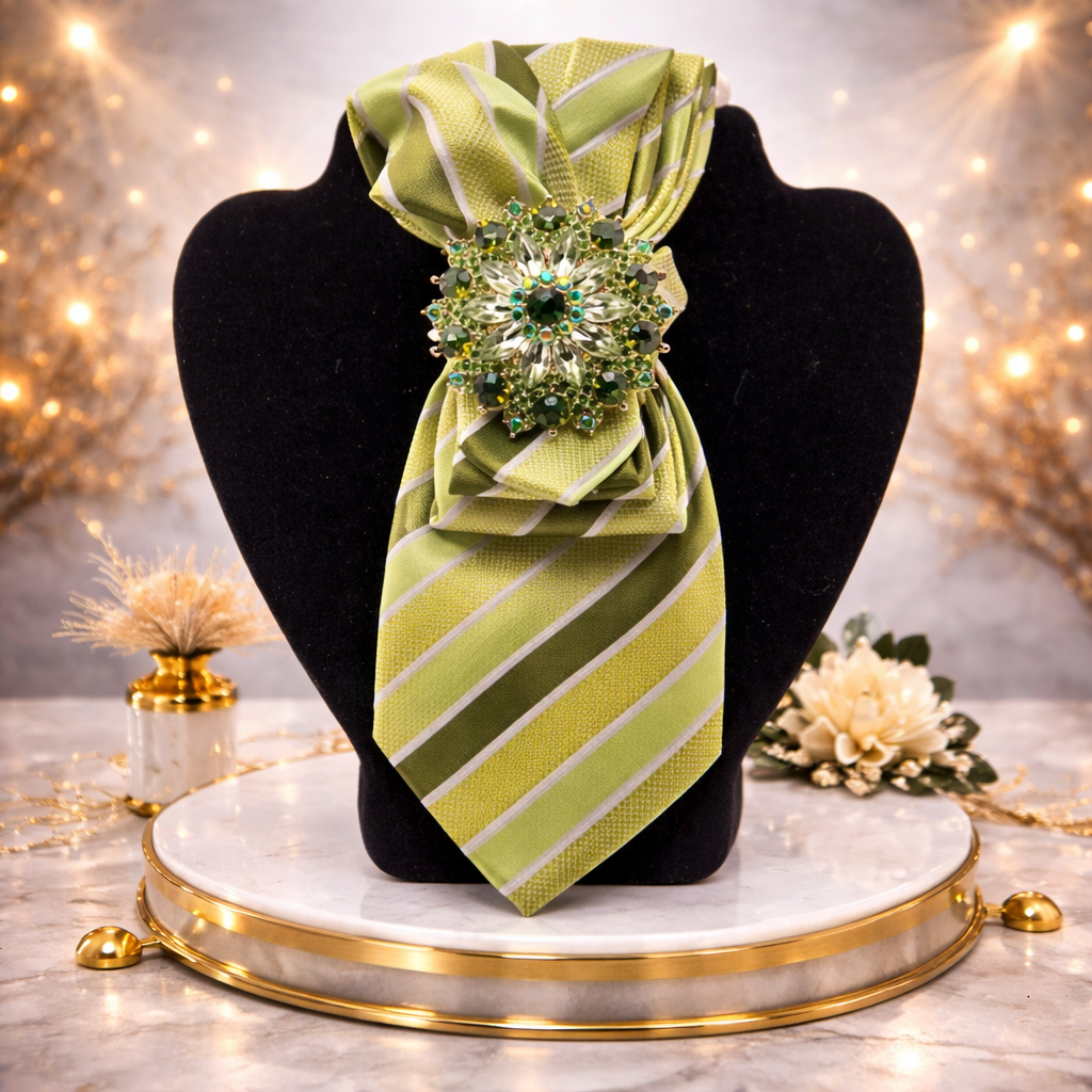 Lime Green Striped Statement Tie