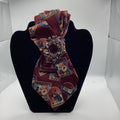 Vintage Cartoon-Inspired Burgundy Statement Necktie with Rhinestone Brooch