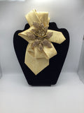 Gold Prestige Statement Tie with Floral Rhinestone Detail