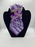 Purple Stripe Designer Tie with Crystal Embellishment