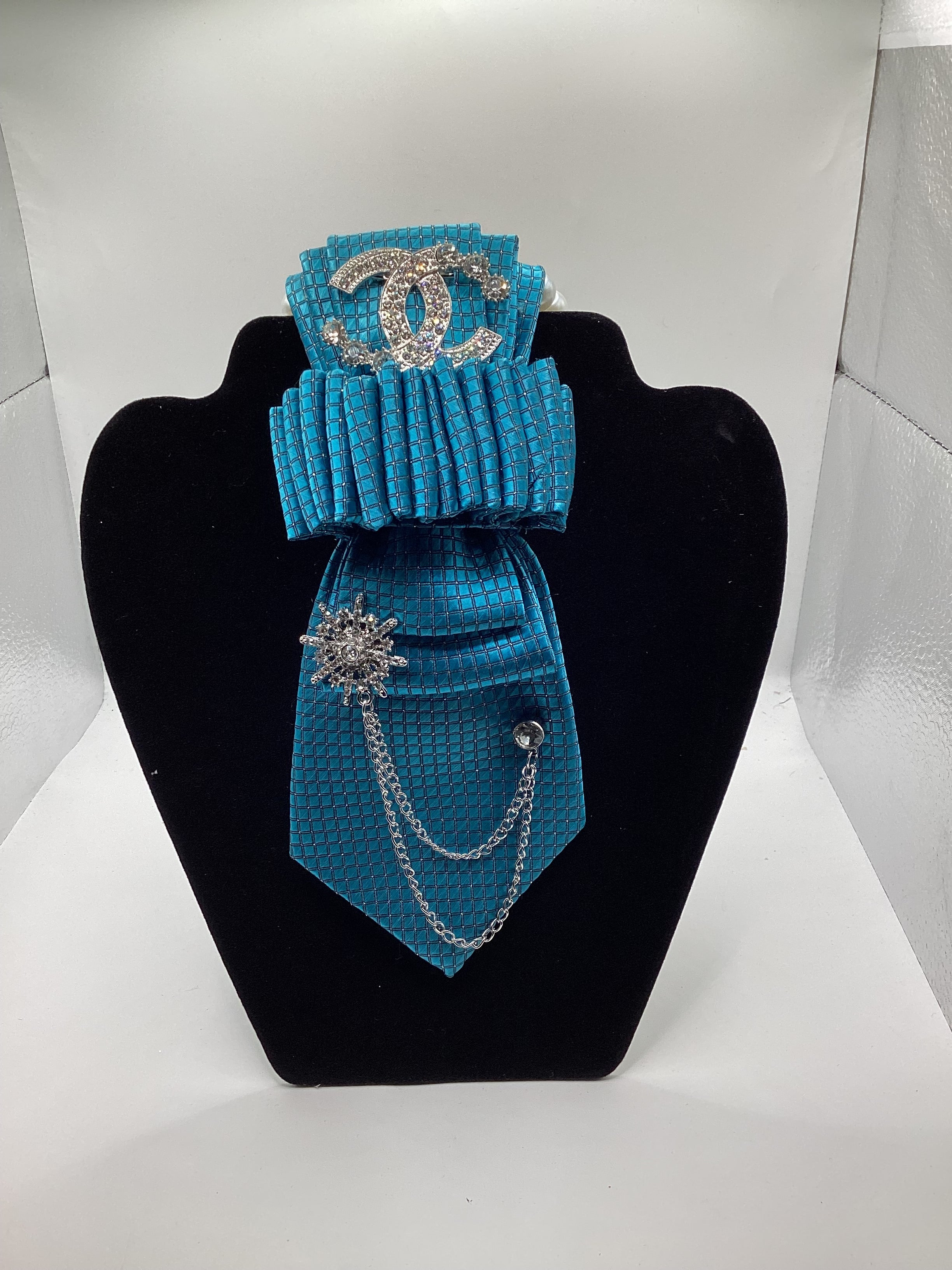Azure Luxe Crystal Statement Tie