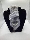 Silver Pearl Elegance Statement Ascot Tie