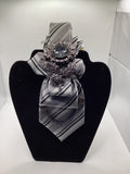 Silver Regent Statement Tie – Classic Stripe Crystal Edition