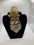 Gold Blossom Plaid Statement Tie