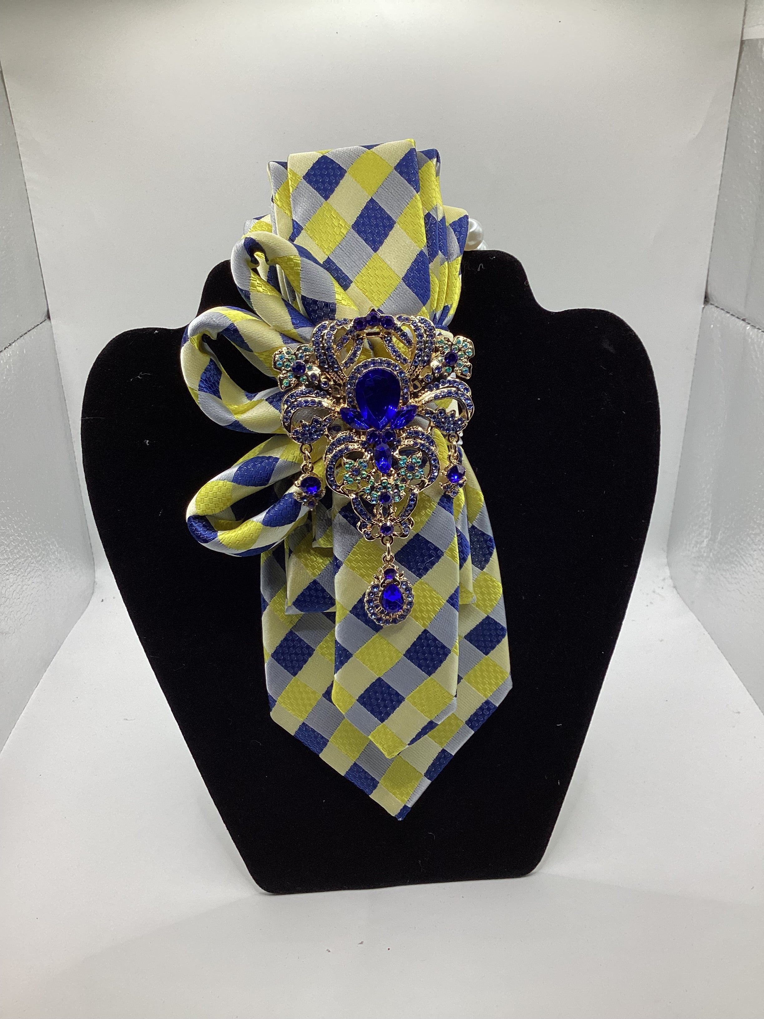 Blue & Yellow Diamond Luxe Statement Tie