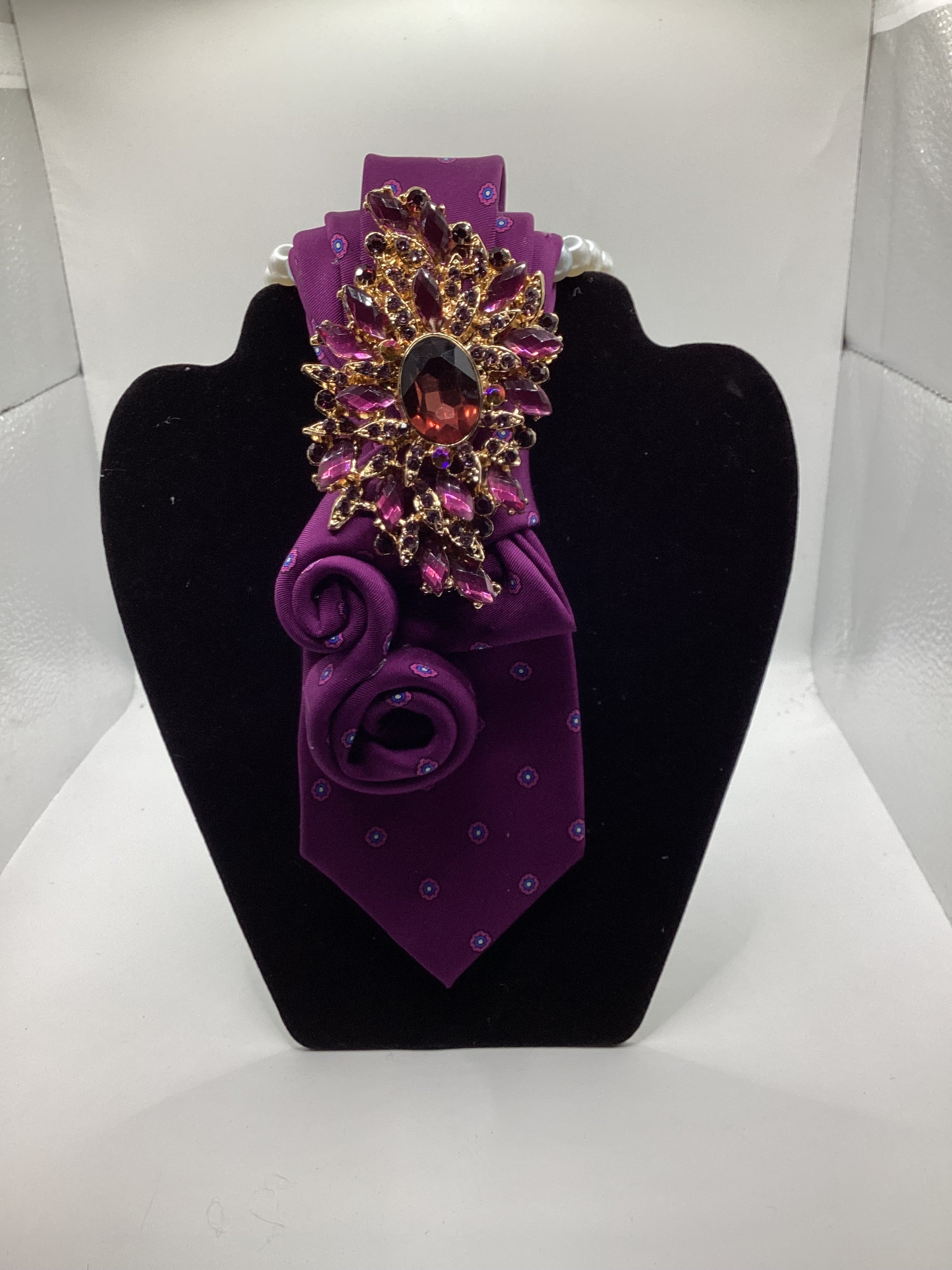 Royal Plum Crystal Statement Tie