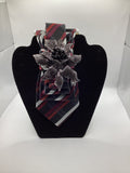 Midnight Bloom Crystal Statement Tie – Black, Red & Silver Striped