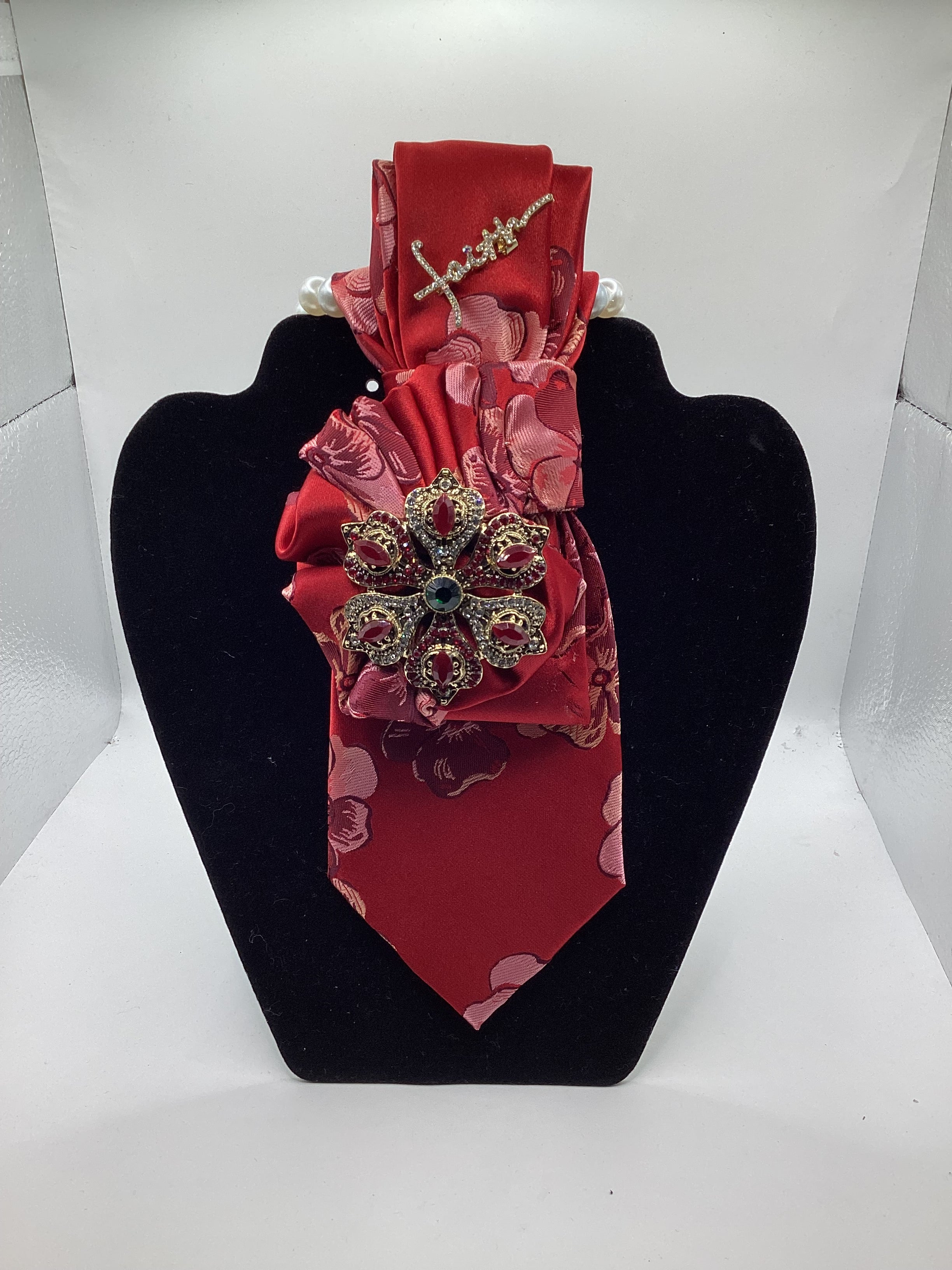 Faith & Grace Crimson Floral Statement Tie – Limited Edition