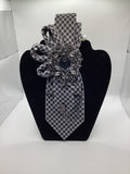 Midnight Houndstooth Crystal Statement Tie – Timeless Elegance Collection