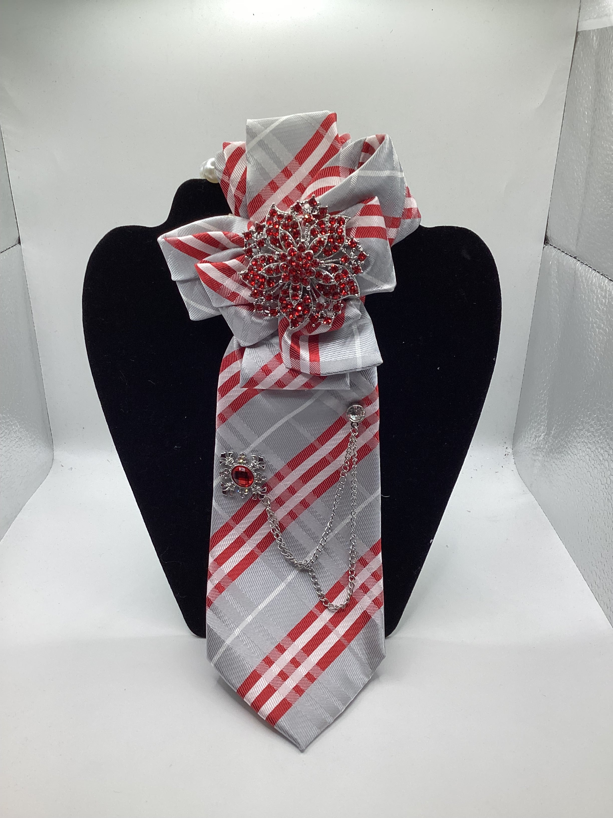 Crimson Elegance Plaid Statement Tie