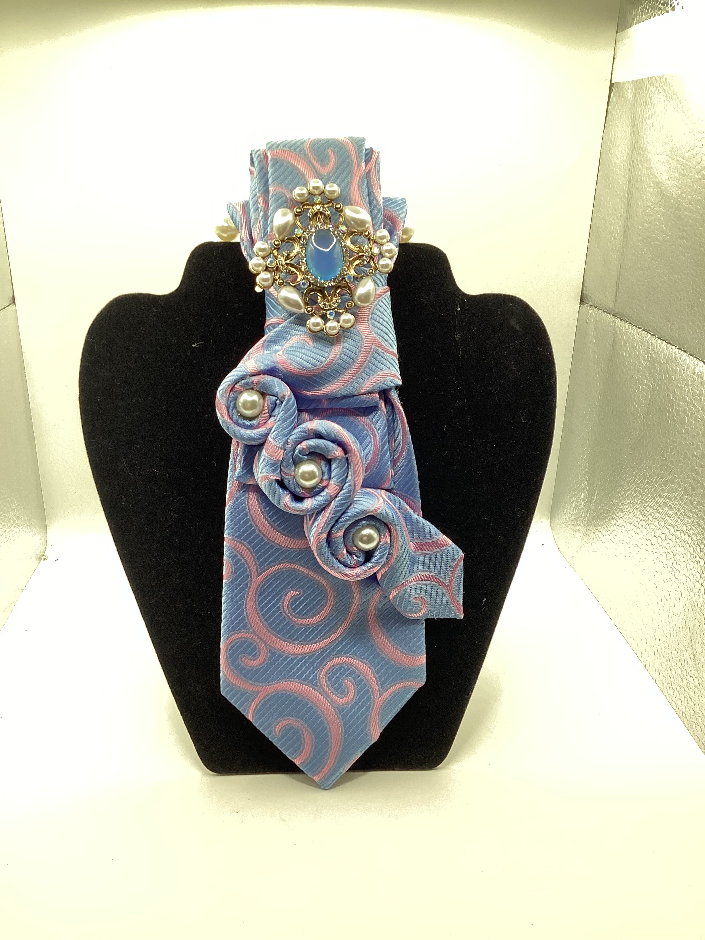 Blue Pearl Bloom Designer Tie