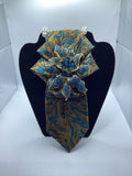 Teal & Gold Marbled Statement Tie