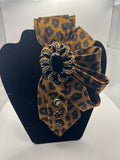 Leopard Luxe Statement Tie(Brooch may Vary)