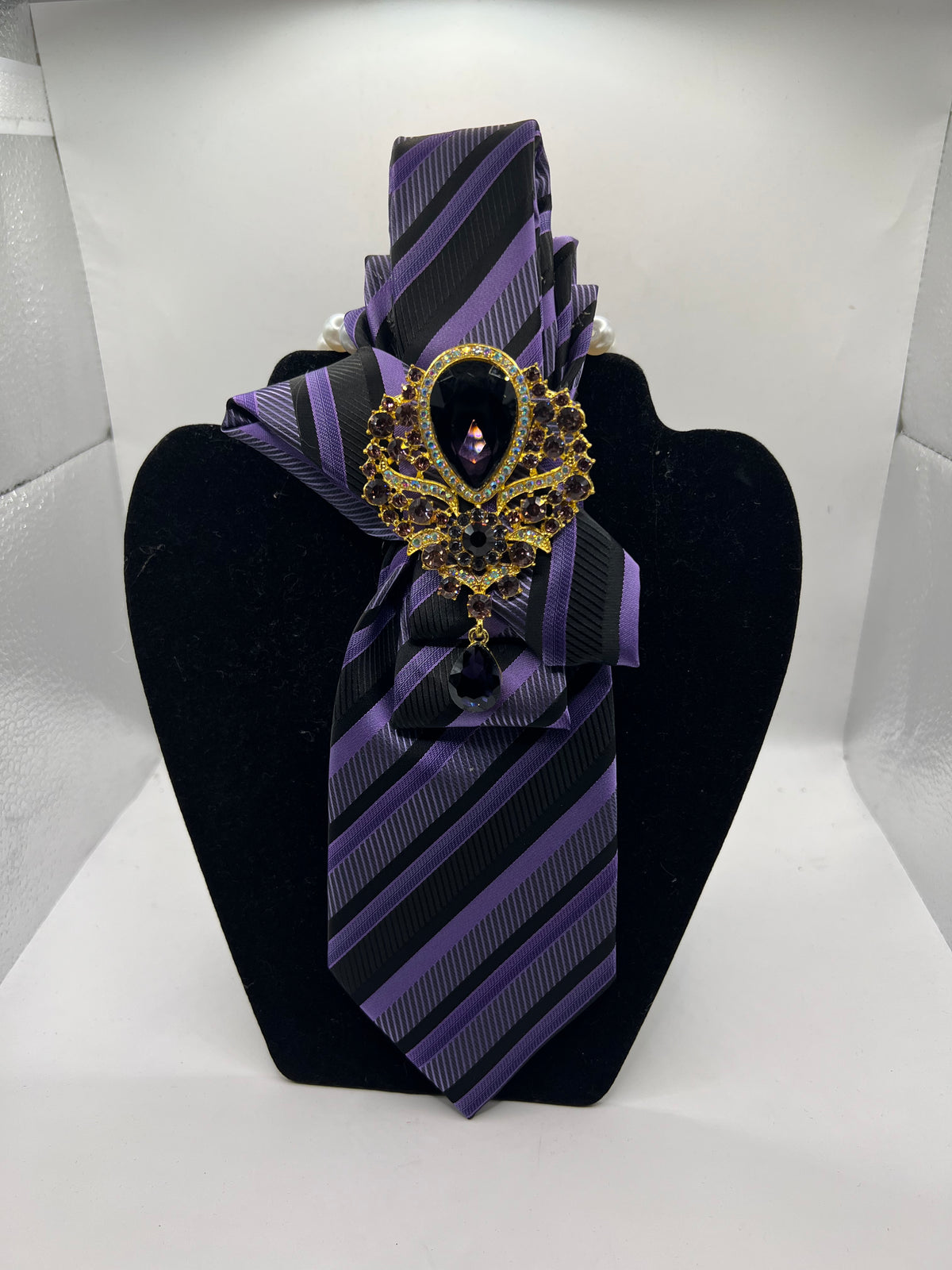 Royal Amethyst Black Stripe Statement Tie