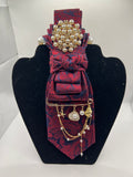 Royal Ruby Pearl Statement Tie