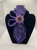 Purple Elegance Crystal Flower Statement Tie