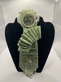 Sage Green Paisley Pearl & Silver Charm Statement Tie