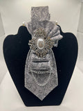 Silver Pearl Royale – Luxury Paisley Statement Tie