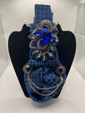 Royal Sapphire – Luxury Embellished Plaid Tie