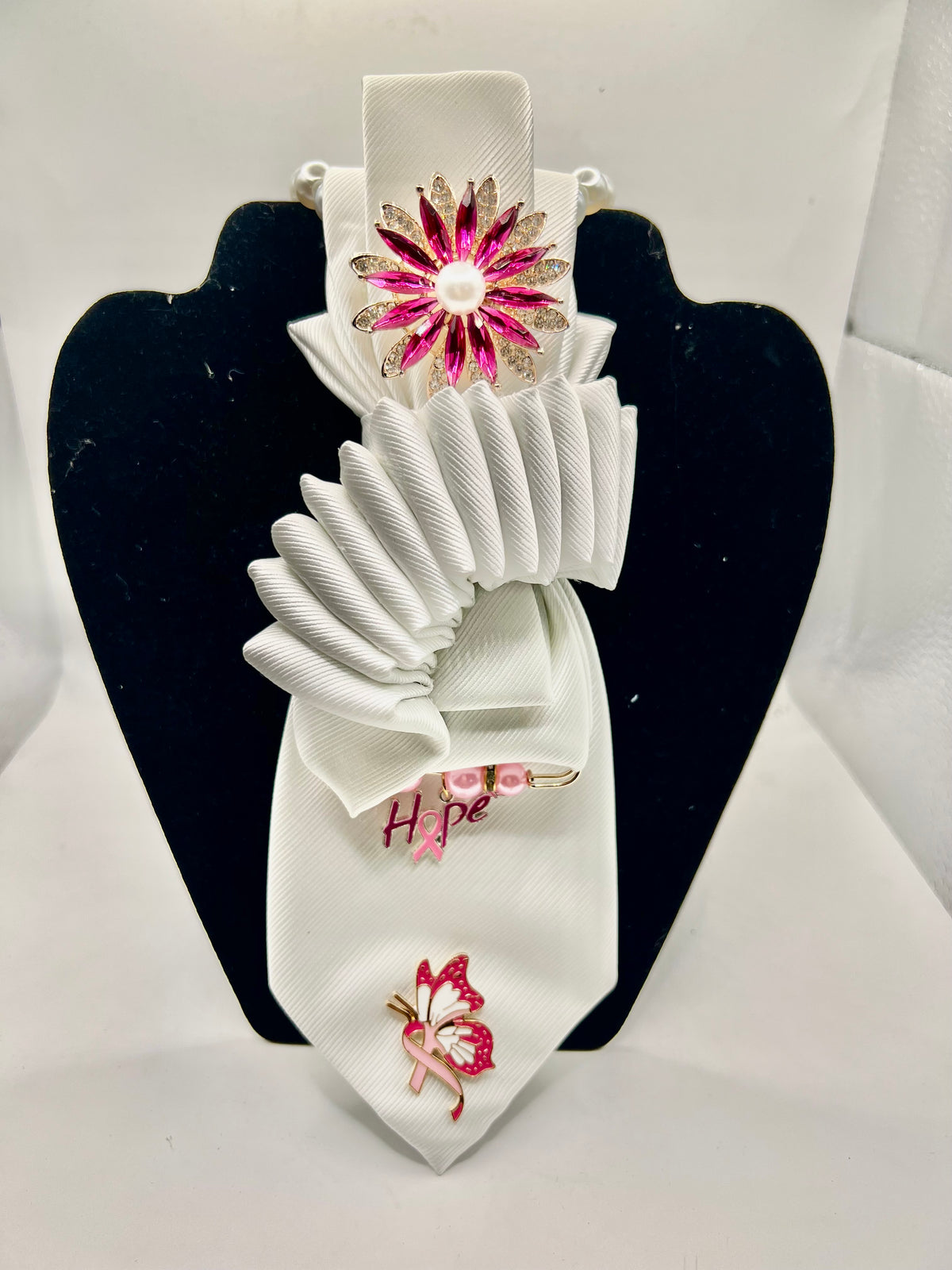 White Hope & Butterfly Breast Cancer Awareness Tie