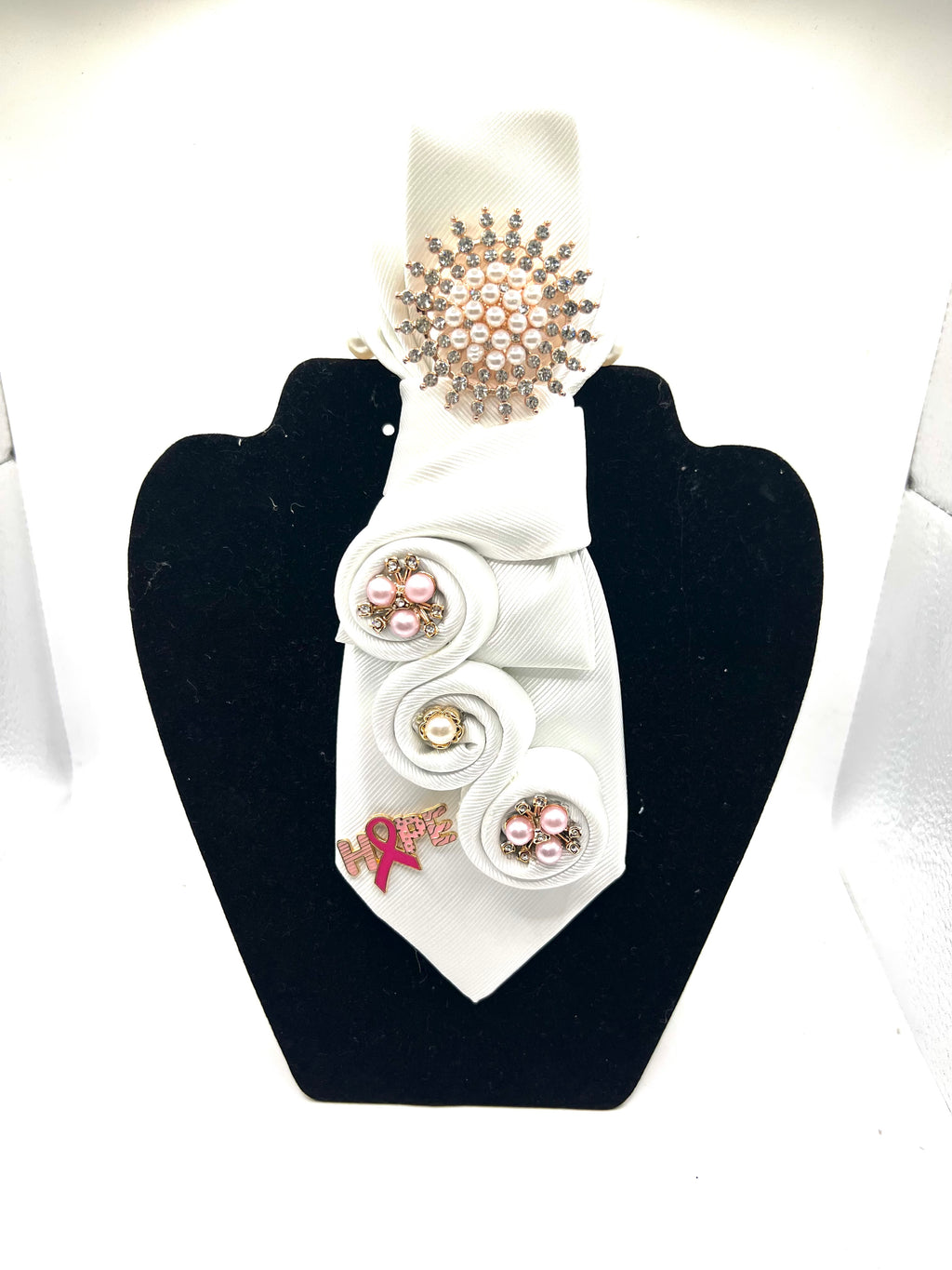 White Hope & Butterfly Breast Cancer Awareness Tie