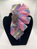 Rainbow Glamour Peacock Breast Cancer Awareness Statement Tie